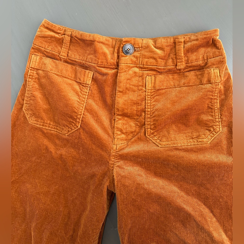Maeve by Anthropologie “The Colette” Orange Brown Corduroy Wide Leg Pants - Picture 4 of 7